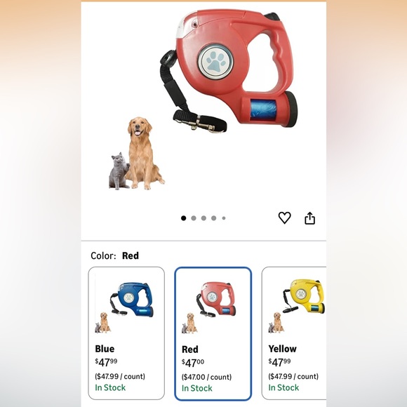 Red Dog Leads Retractable, Automatic Traction with LED Light Garbage Bags - Picture 2 of 8